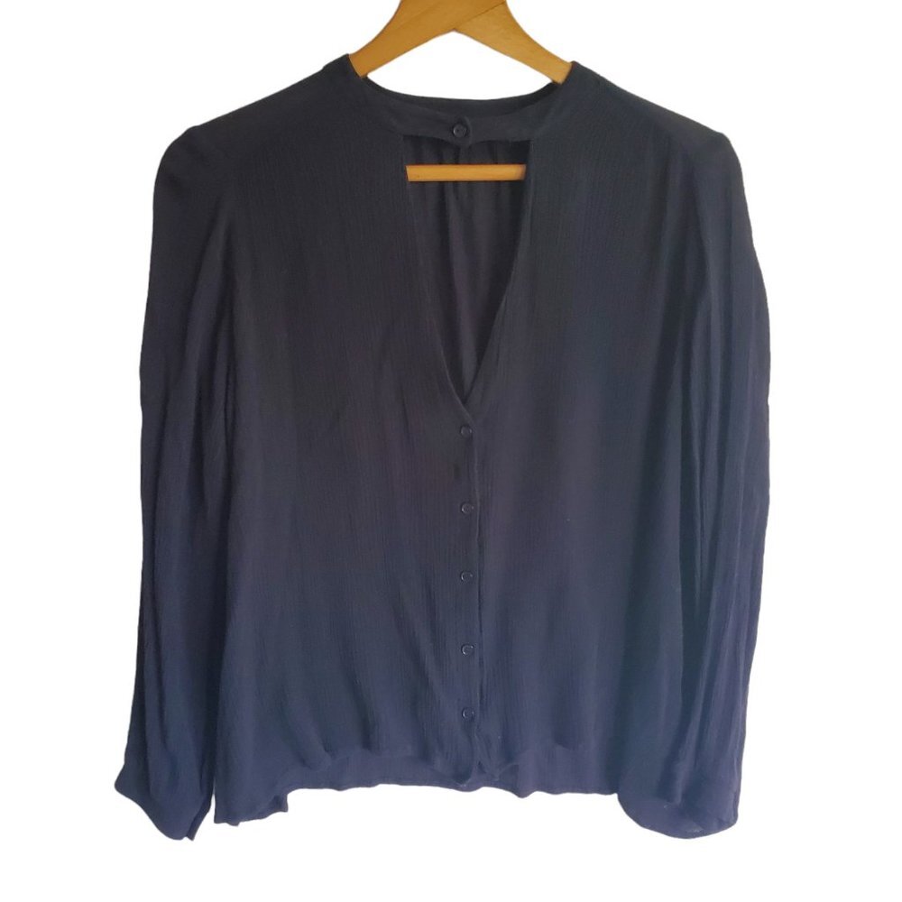 Lush Nordstrom XS Choker Collar Plunge Button Front‎ Top Black Long Sleeve Event